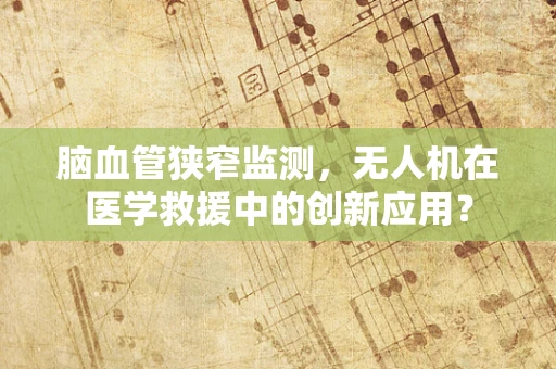 脑血管狭窄监测，无人机在医学救援中的创新应用？