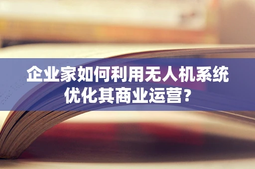 企业家如何利用无人机系统优化其商业运营？